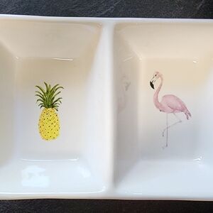 Rae Dunn Pineapple and Flamingo dish